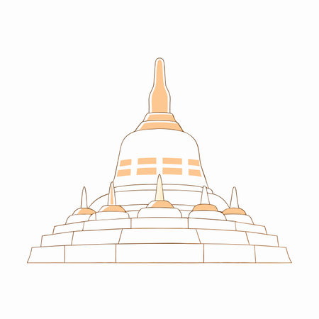 Minimalist Borobudur on white backgroundのイラスト素材