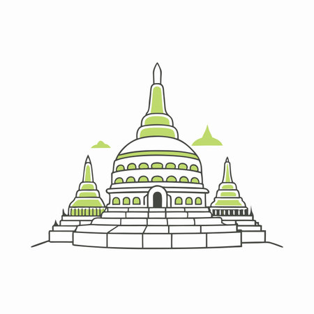 Minimalist Borobudur on white backgroundのイラスト素材