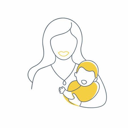 Minimalist mom and baby on white backgroundのイラスト素材