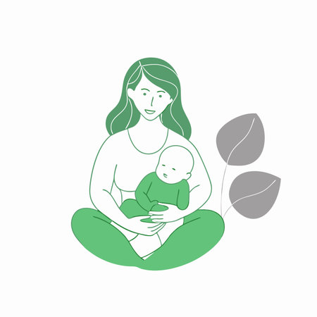 Minimalist mom and baby on white backgroundのイラスト素材