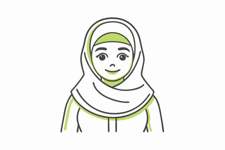 Minimalist muslim girl on white backgroundのイラスト素材