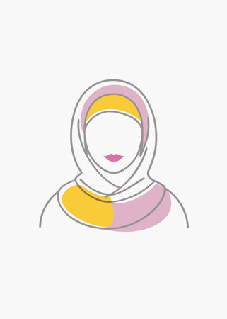 Minimalist muslim girl on white backgroundのイラスト素材