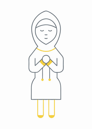 Minimalist muslim girl on white backgroundのイラスト素材