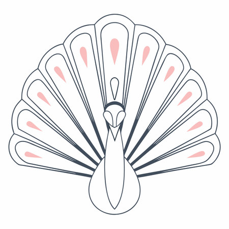 Minimalist peacock on white backgroundのイラスト素材