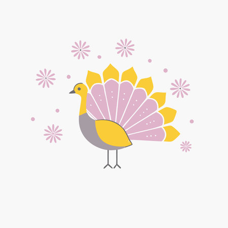 Minimalist peacock on white background