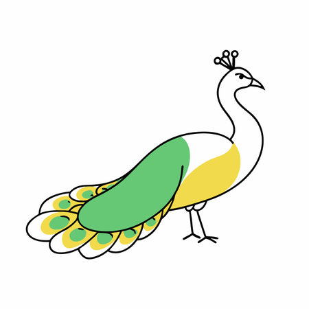 Minimalist peacock on white backgroundのイラスト素材