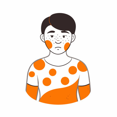 Minimalist people suffer from skin disease on white backgroundのイラスト素材