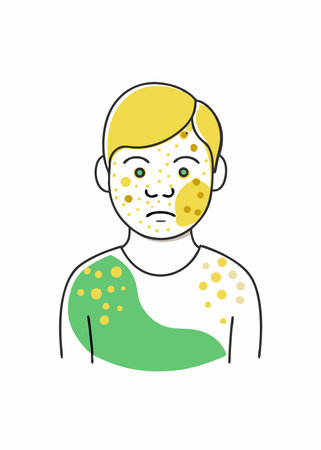 Minimalist people suffer from skin disease on white backgroundのイラスト素材