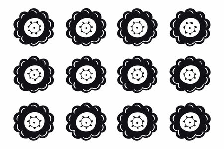 Flowers in doodle style on white backgroundのイラスト素材