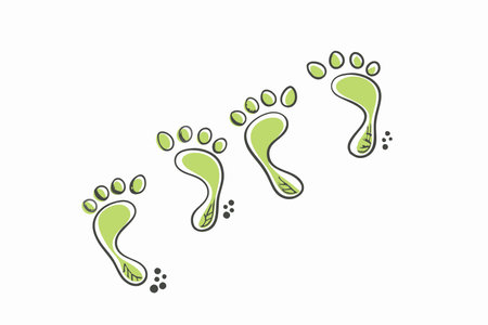 Footprints in a doodle cartoon style on white backgroundのイラスト素材