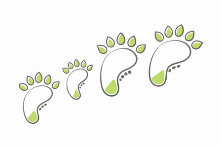 Footprints in a doodle cartoon style on white backgroundのイラスト素材