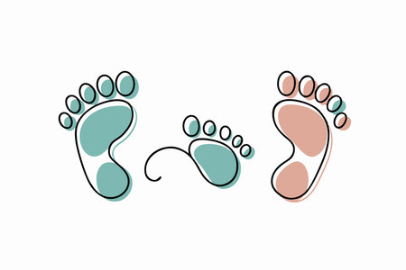Footprints in a doodle cartoon style on white backgroundのイラスト素材