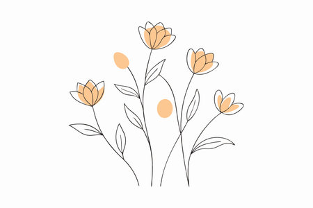 Flowers in doodle style on white backgroundのイラスト素材