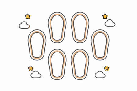 Footprints in a doodle cartoon style on white backgroundのイラスト素材