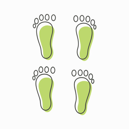 Footprints in a doodle cartoon style on white backgroundのイラスト素材