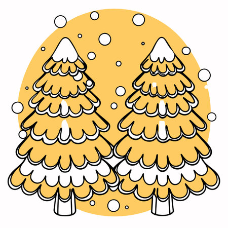 Hand drawn Christmas trees on white backgroundのイラスト素材