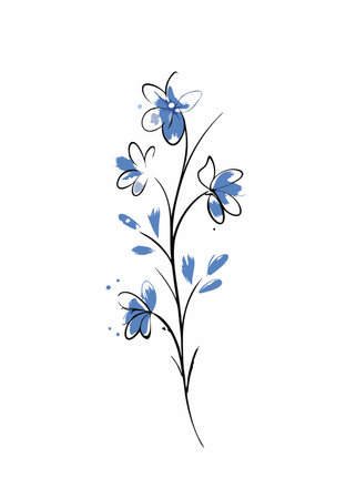 Illustration of flower line art on white backgroundのイラスト素材