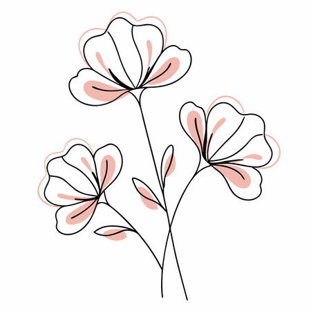 Illustration of flower line art on white backgroundのイラスト素材