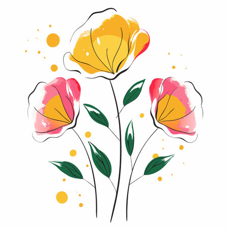 Illustration of flower line art on white backgroundのイラスト素材