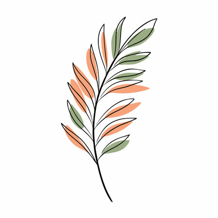 Illustration of watercolor botanical leaf on white backgroundのイラスト素材