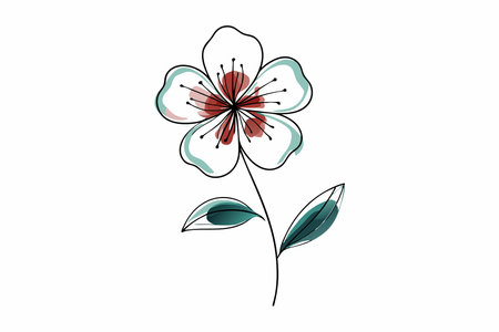 Illustration of watercolor flower on white backgroundのイラスト素材