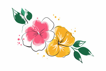 Illustration of watercolor flower on white backgroundのイラスト素材