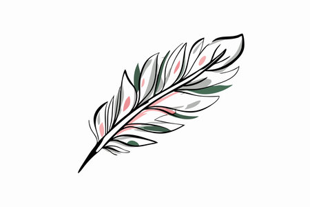 Illustration of watercolor botanical leaf on white backgroundのイラスト素材