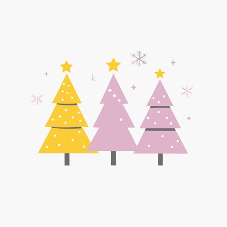 Hand drawn Christmas trees on white backgroundのイラスト素材