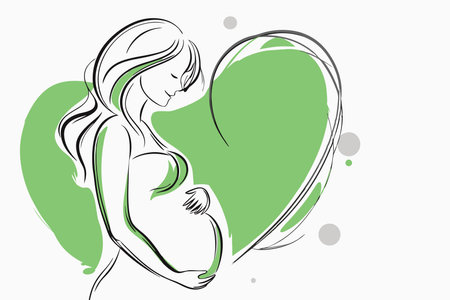 Illustration of watercolor pregnant women on white backgroundのイラスト素材