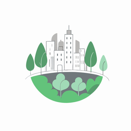 Minimalist city line illustration on white backgroundのイラスト素材