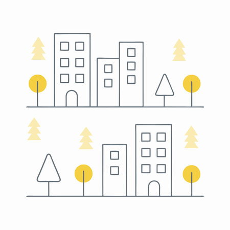 Minimalist city line illustration on white backgroundのイラスト素材