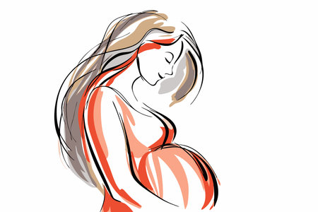 Illustration of watercolor pregnant women on white backgroundのイラスト素材