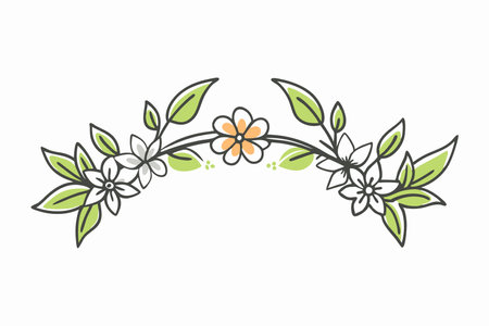 Minimalist floral crown vector on white backgroundのイラスト素材