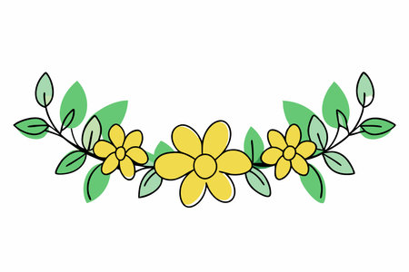 Minimalist floral crown vector on white backgroundのイラスト素材