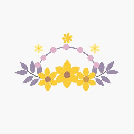 Minimalist floral crown vector on white backgroundのイラスト素材