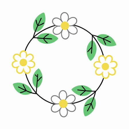 Minimalist floral crown vector on white backgroundのイラスト素材