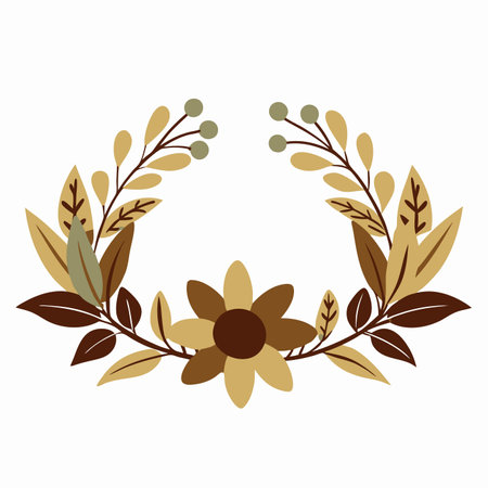 Minimalist floral crown vector on white backgroundのイラスト素材