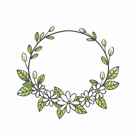 Minimalist floral crown vector on white backgroundのイラスト素材