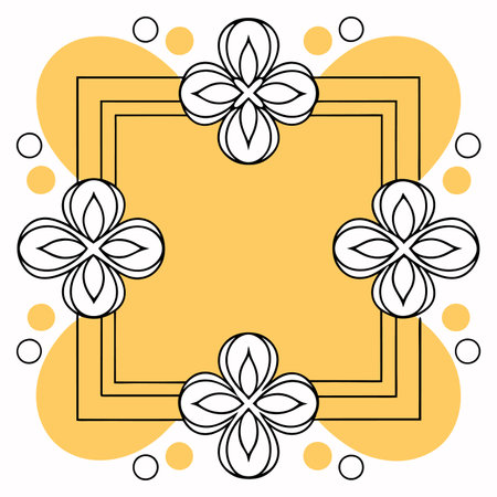 Minimalist floral geometric frame on white backgroundのイラスト素材