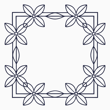 Minimalist floral geometric frame on white backgroundのイラスト素材