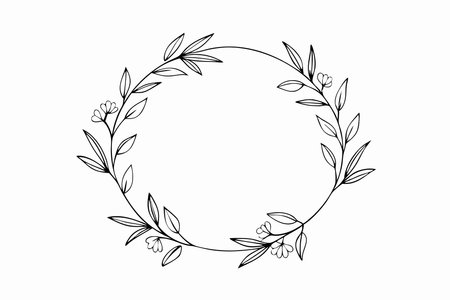Minimalist Flowers wreath vector on white backgroundのイラスト素材