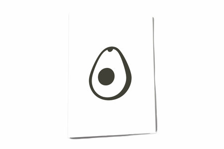 Minimalist Avocado on white backgroundのイラスト素材