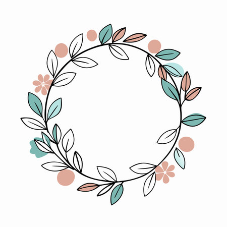 Minimalist Flowers wreath vector on white backgroundのイラスト素材