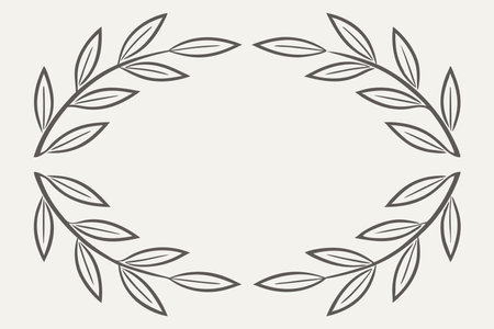 Minimalist leafy graceful frame for cards on white backgroundのイラスト素材