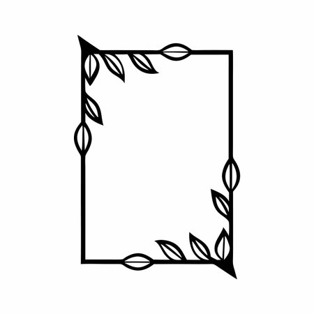 Minimalist leafy graceful frame for cards on white backgroundのイラスト素材