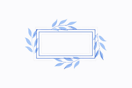Minimalist leafy graceful frame for cards on white backgroundのイラスト素材