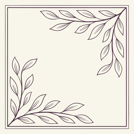 Minimalist leafy graceful frame for cards on white backgroundのイラスト素材