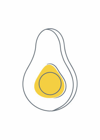 Minimalist Avocado on white backgroundのイラスト素材