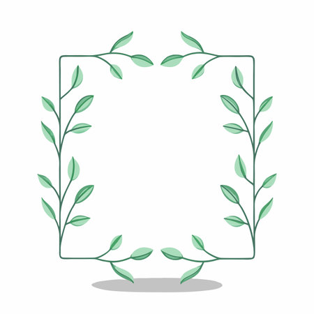 Minimalist leafy graceful frame for cards on white backgroundのイラスト素材