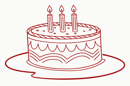 Minimalist Birthday cake on white backgroundのイラスト素材